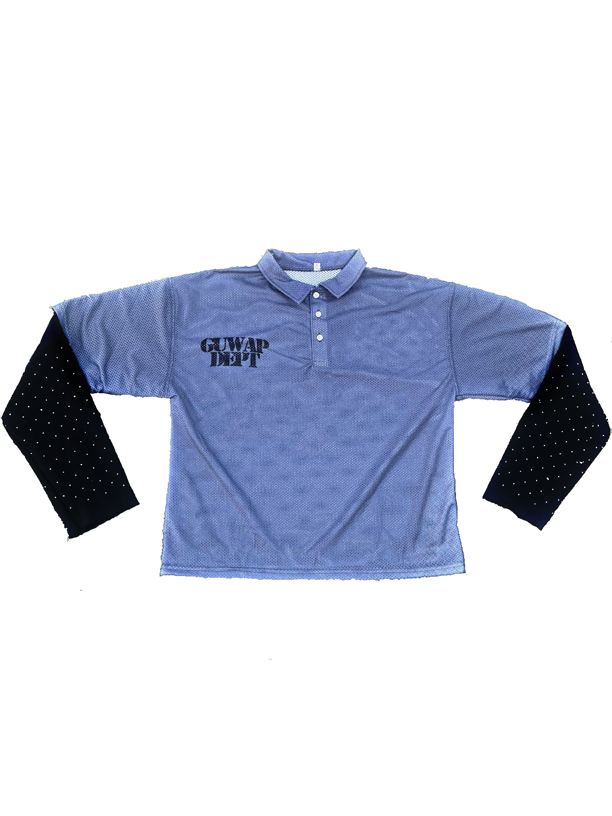 GUWAP DEPT THE WAR IS OVER “Mesh Polo” w/ Rhinestone Sleeves