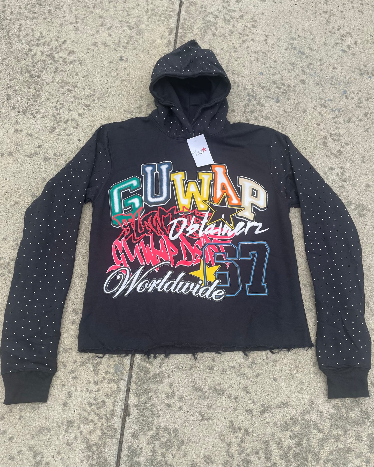 *NEW* GUWAP DEPT WORLDWIDE “Rhinestone Puff-Print Hoodie”