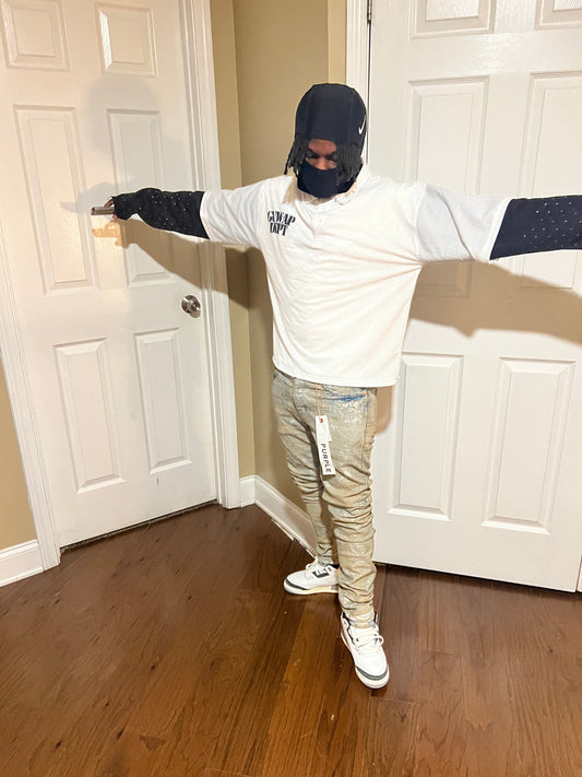 GUWAP DEPT THE WAR IS OVER “Mesh Polo” w/ Rhinestone Sleeves