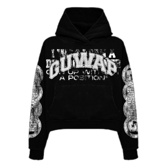 *NEW* BORN A DINERO OBTENER “Distressed Embroidery w/ Rhinestone Hoodie”