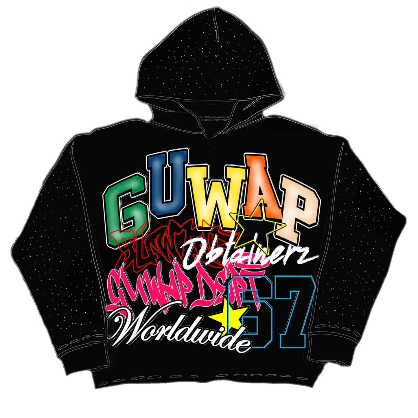 *NEW* GUWAP DEPT WORLDWIDE “Rhinestone Puff-Print Hoodie”