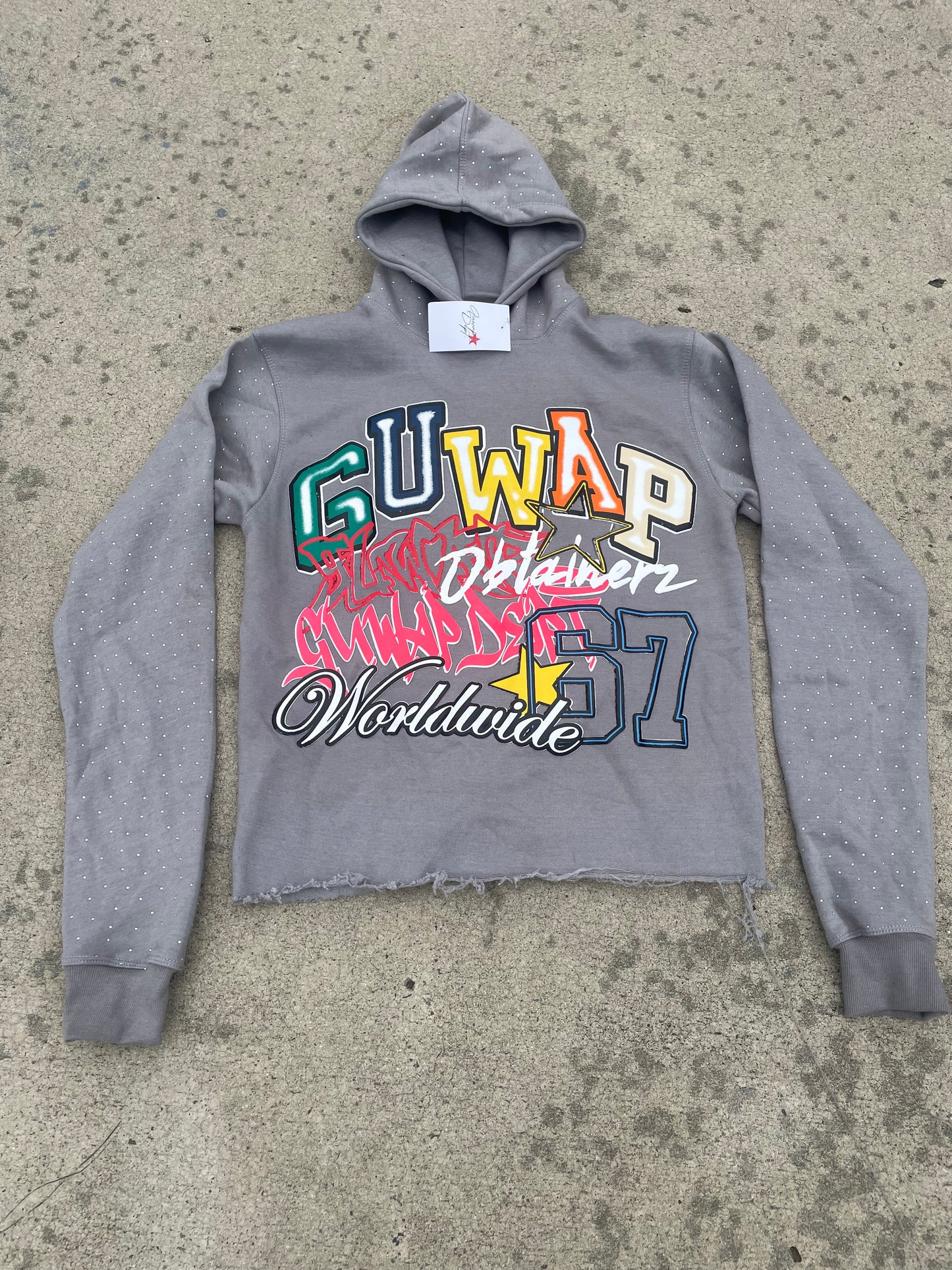 *NEW* GUWAP DEPT WORLDWIDE “Rhinestone Puff-Print Hoodie”