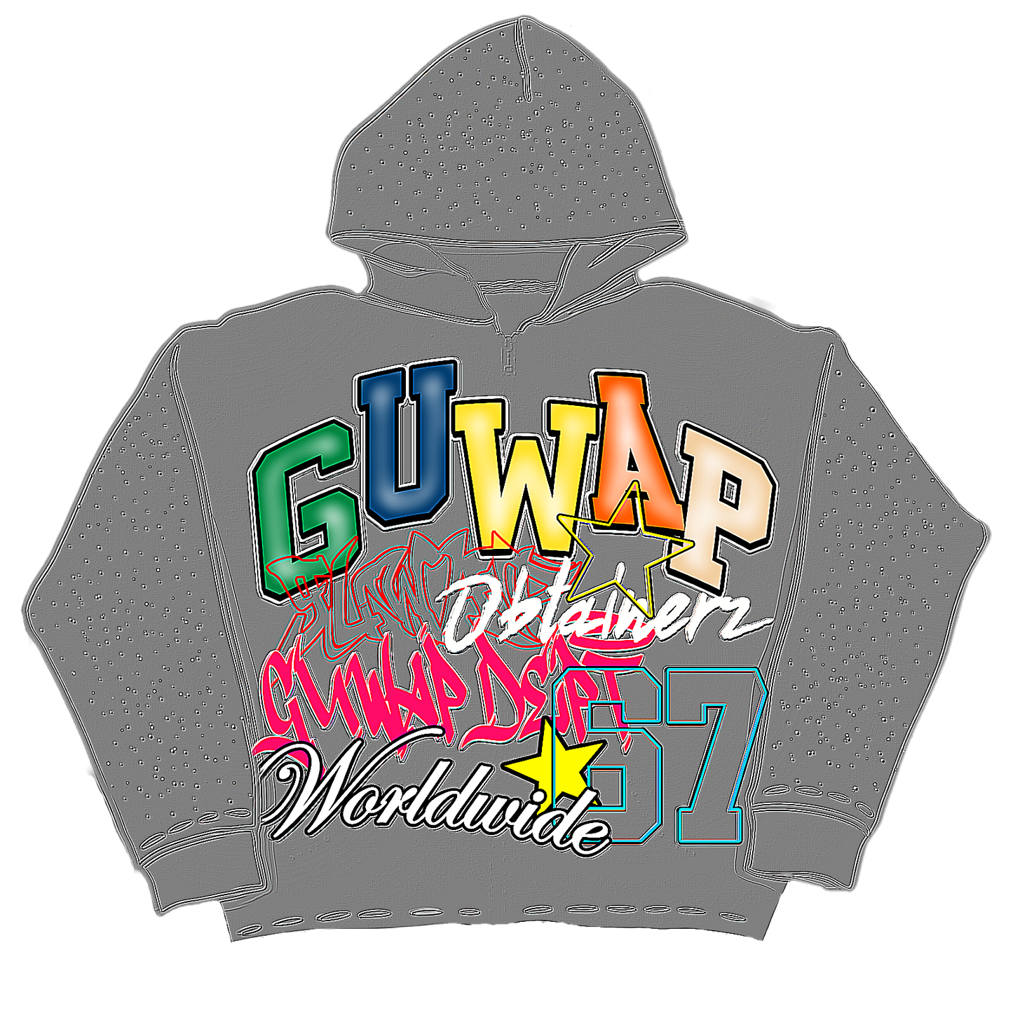 *NEW* GUWAP DEPT WORLDWIDE “Rhinestone Puff-Print Hoodie”